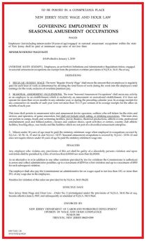 New Jersey Wage Order #2 Poster